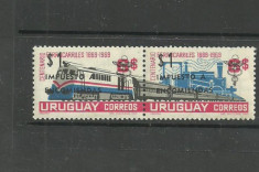 URUGUAY 1969 - TREN CU LOCOMOTIVA, serie nestampilata cu SUPRATIPAR, T10 foto