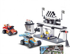JOC CONSTRUCTIE tip LEGO 246 piese. STATIE + MASINI CURSE cu Pull Back inclus . Kazi Toys. Produs SIGILAT foto