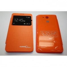 Husa Flip Cover S-View Huawei G750 portocalie