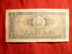 Bancnota 3 lei 1966 , cal. mediocra foto