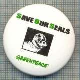 2022 INSIGNA - SAVE OUR SEALS - GREENPEACE -REGATUL UNIT AL MARII BRITANII -starea care se vede