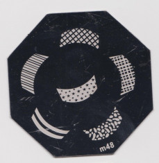matrita metalica modele unghii, pt stampila, disc hexagonal din metal, model M48 foto