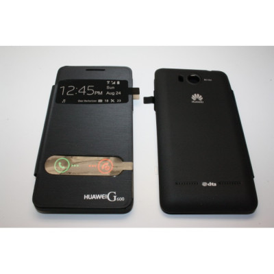 Husa Flip Cover S-View Huawei Ascend G600 neagra foto