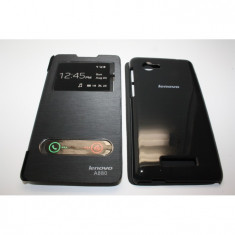 Husa Lenovo A880 neagra originala Flip Cover S-View