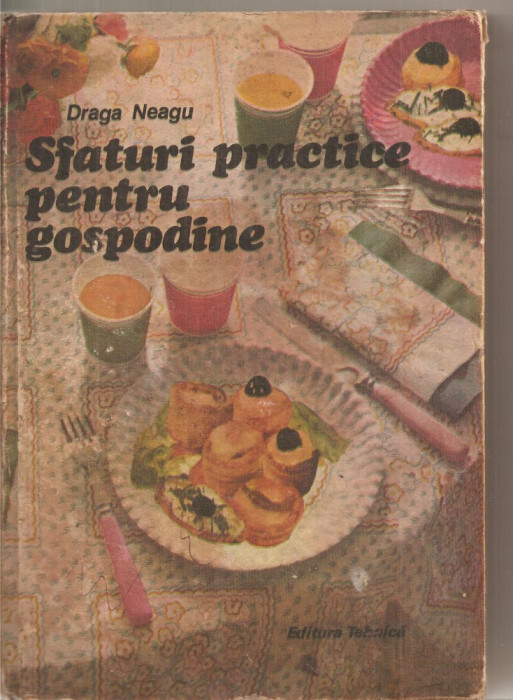 (C5724) SFATURI PRACTICE PENTRU GOSPODINE DE DRAGA NEAGU, EDITURA TEHNICA, 1988, CARTE DE BUCATE