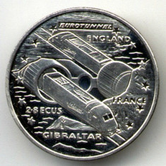 GIBRALTAR 2,8 ECU 1993 EUROTUNEL MONEDA CU DIMENSIUNE MARE STARE EXCELENTA