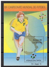 Brazilia, CM de fotbal din Italia, 1990, colita, MNH foto