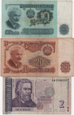 Bulgaria lot 1: 10 leva 1974, 10 leva 1974, 2 leva 1999 foto