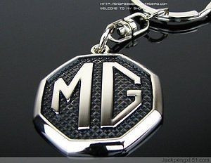 Breloc auto metalic MG argintiu si ambalaj cadou foto