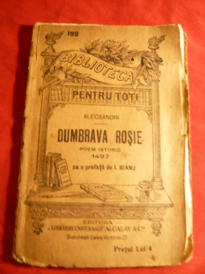 V.Alescandri - Dumbrava Rosie - poem Eroic -,anii &amp;#039;20 ,BPT nr 192 ,Ed. Alcalay foto