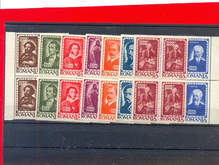 RO-199=ROMANIA 1947=Institutul Rom-Sov-Serie de 8 timbre in bloc de 4,MNH(**)