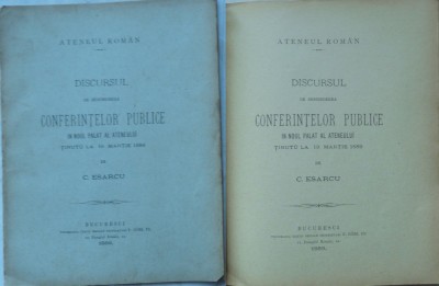 Discursul conferintelor publice in noul Palat al Ateneului tinut de Esarcu ,1889 foto