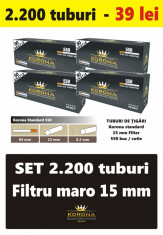 2.200 tuburi de tigari Korona standard cu filtru maro pentru injectat tutun foto