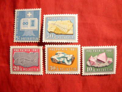 Serie - Minerale si Fosile 1961 Elvetia , 5 val. foto