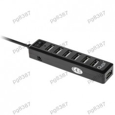 HUB USB, 7 porturi, cu intrerupator, Quer - 401124 foto