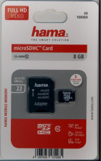 Card de memorie microSD 8GB Clasa 10 + adaptor | HAMA 108084 | Micro SD | Nou foto