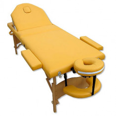 Masa de masaj,pat cosmetica 3 zone pliabil si portabil+husa cadou culoare galben foto