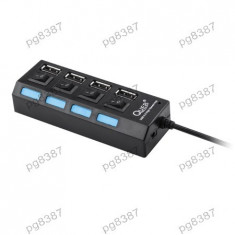 HUB USB, 4 porturi, cu intrerupator, Quer - 401130 foto