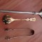 Set servire:Lingura mare,lingurita aurie - cleste gheata alpaca forma stea