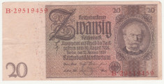 (9) BANCNOTA GERMANIA - 20 MARK 1929 (22 IANUARIE), STARE FOARTE BUNA foto