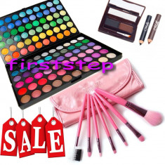 Trusa machiaj paleta farduri 120 culori + set 7 pensule make up Fard sprancene foto