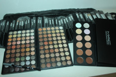 Trusa machiaj 120 culori fard ochi MAC + 12 corectoare MAC + 24 pensule makeup foto