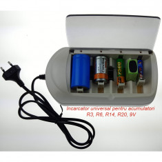 Incarcator universal EM-S409 pentru acumulatori R3, R6, R14, R20, 9V foto