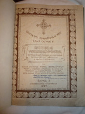 IMNELE VECERNIEI,UTRENIEI DIN TRIOD,SF PASTI,TE-DEUM SI SFINTIREA BIS. PT COR MIXT,BARBATESC SI PT 3 VOCI EGALE,MIHAIL BEREZOVSCHI ED.1 CHISINAU,1927 foto