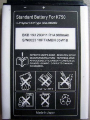 Acumulator BST-37 Sony Ericsson K750 foto