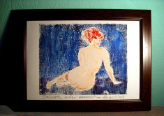 NUD DELICAT - AH - MONOTIPIE LINOCUT UNICAT - Vanzare la pret final Oferta Reducere tablou semnat pictura ulei natura statica peisaj marina mokazie foto