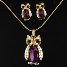 Set de bijuterii placat Aur 18k,Owl Cristale : GPS3805 foto