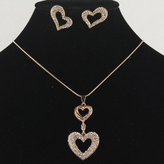 Set de bijuterii Heart placat Aur 18k, Cristale Swarovski : colier,cercei-ideal cadou cod 2709 foto