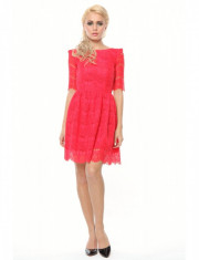 Rochie rosie din dantela, Anka`s, marimea XS, S, M, L, XL, Zega foto