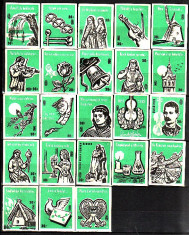 ETICHETE DE CUTII DE CHIBRITE - UNGARIA set de 23 de etichete diferite dintr-o colectie cu tematici diferiten , SE11 foto