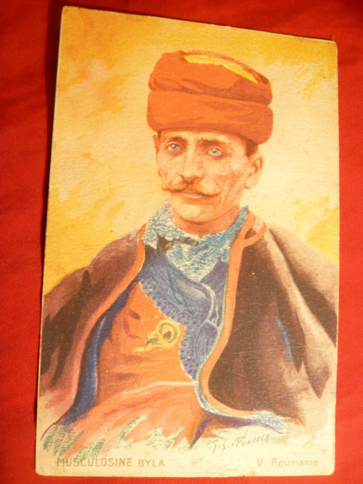 Ilustrata - Reclama - Turc in Romania , reclama Musculosine byla ,Autor SS Fonseca , color