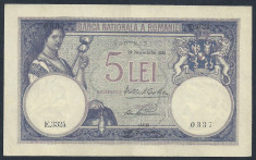 ROMANIA 5 LEI 22 noiembrie 1928 [1] a UNC foto