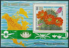 Guinea Ecuatoriala 1974 - flori Nord America 1, colita neuzata foto