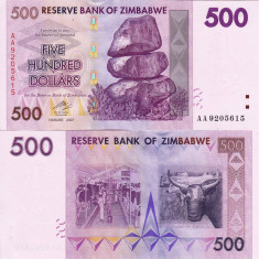 ZIMBABWE 500 dollars 2007 UNC!!! foto