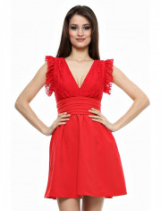 Rochie rosie cu dantela, Anka`s, marimea XS, S, M, L, XL, Zega foto