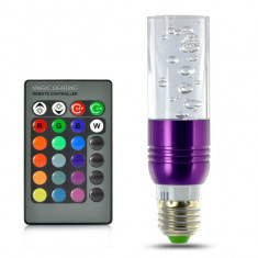 LT196 Bec cu LED-uri Cristal 3W RGB 16 Culori, 270 Lumeni, Dulie E27 cu Telecomand foto