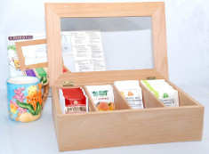 Cutie din lemn de fag pentru pastrarea pliculetelor de ceai - Noua foto