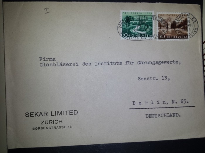 Plic 1955 Elvetia Zurich Berlin