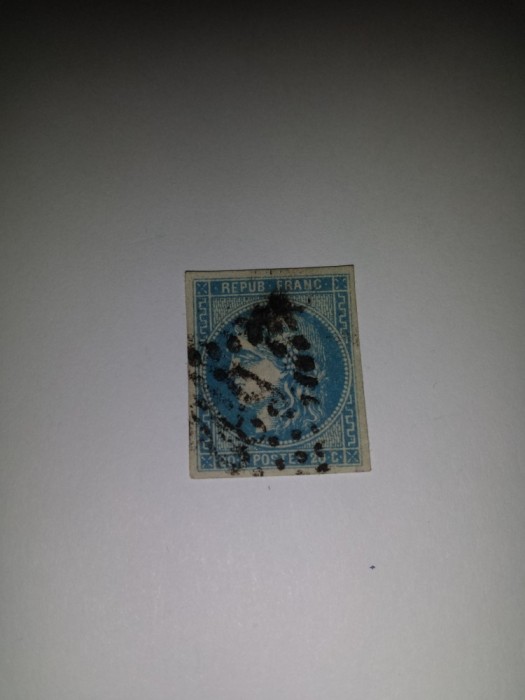 Franta 1870 Ceres 20c Bordeaux Mi 41 stampilat 4 margini late