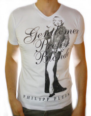 Tricou Philipp Plein - Gentlemen prefer Blonde - Tricou Slim- CALITATE GARANTATA foto
