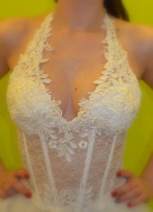 Rochie mireasa si bolero Agnes Toma d dantela si tulle foto