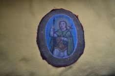 Icoana veche pictata pe panza Sf. Dumitru si Sfantul Matei / Icoana pictata pe doua fete foto