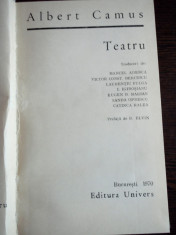 ALBERT CAMUS - TEATRU - 5 piese Caligula, Neantelegerea, Starea de asediu, Cei drepti, Rascoala in Asturii ( STARE FOARTE BUNA ) foto