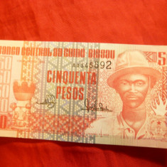 Bancnota 50 Pesos rosie , cu burelaj , Guineea Bissau , cal.NC