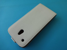 Husa HTC One mini Flip Toc Clapeta Inchidere Magnetica Piele ECO Alb !!! Folie de protectie display CADOU !!! foto