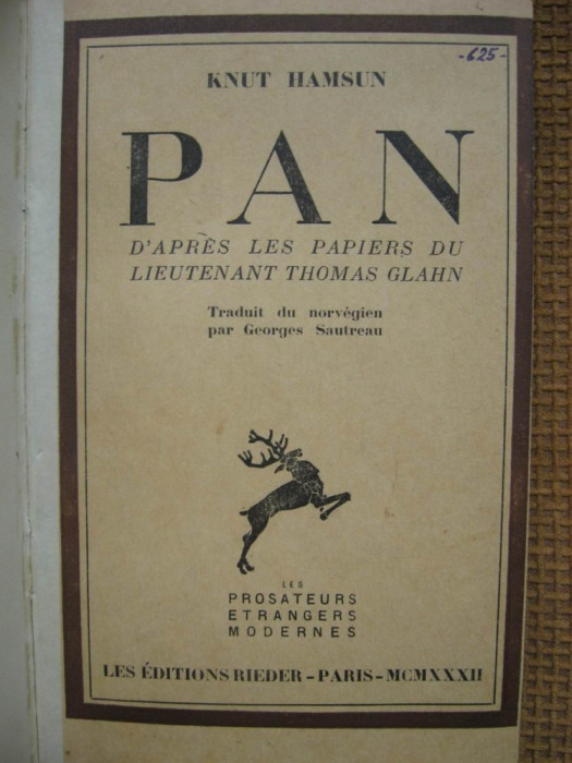 Knut Hamsun - Pan (in limba franceza)